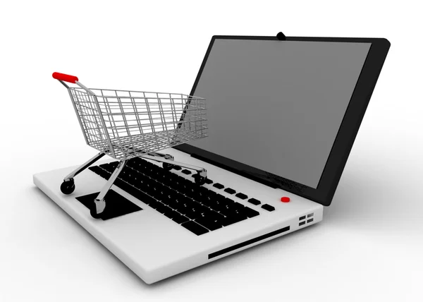 Cart with notebook concept — Stock Photo, Image