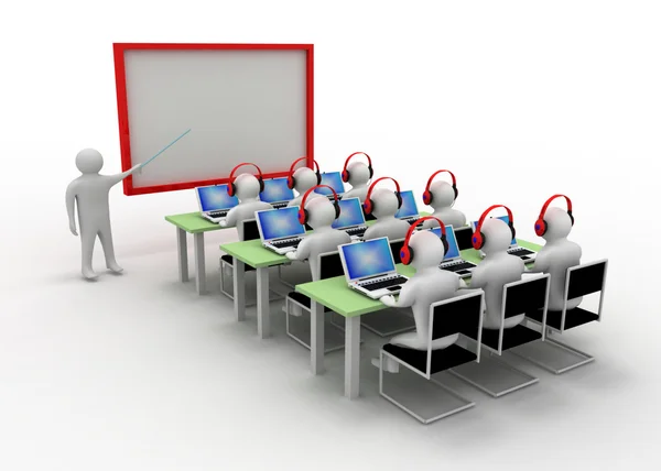 3D man i klassrummet — Stockfoto