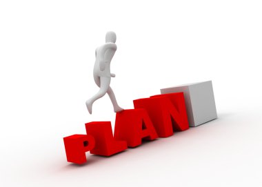 3D adam plan üzerinde tırmanmaya