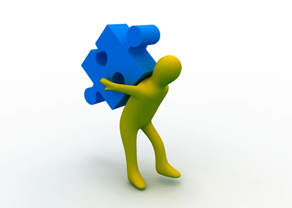 Man carry puzzle — Stock Photo, Image