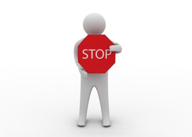 Dur işareti ile 3D adam