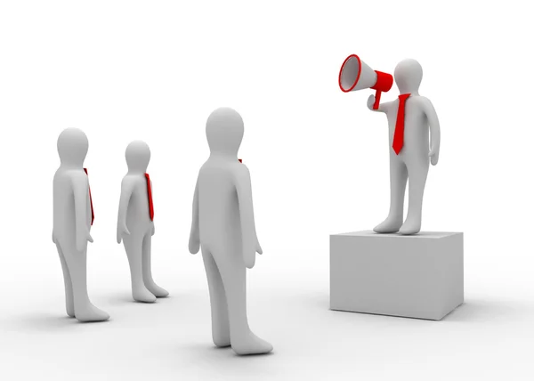 Orator speaks to megaphone — Stock Photo, Image