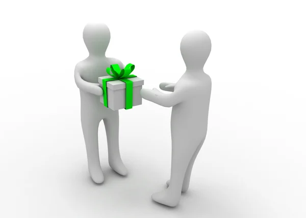 3d man with gift — Stock Photo, Image