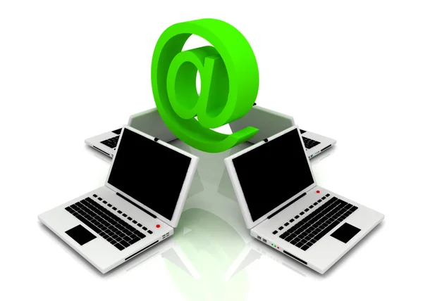 Laptop com sinal de e-mail — Fotografia de Stock