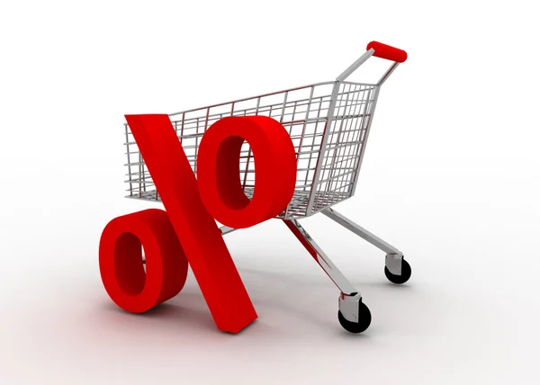 Cart with percent — Stock Photo, Image