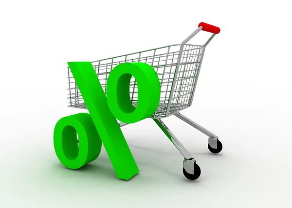 Cart with percent — Stock Photo, Image