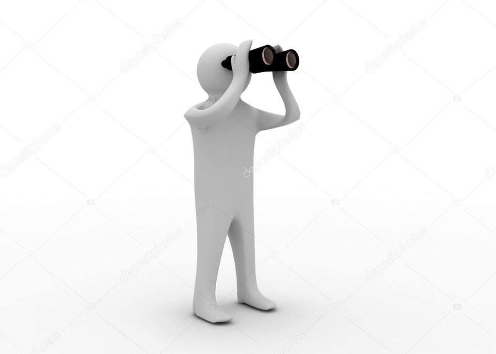 3d man with binocular