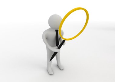 Büyüteç ile 3D adam