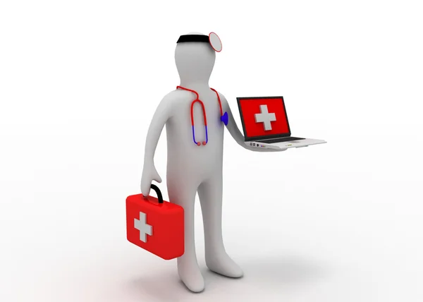 Medic with computer — Stock Photo, Image