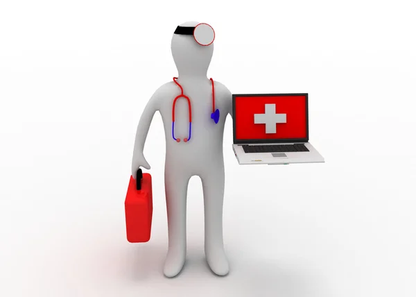 Medic with computer — Stock Photo, Image