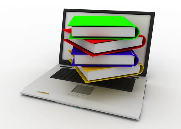 Bücher vom Laptop — Stockfoto