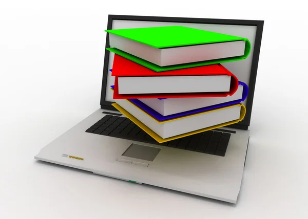Bücher vom Laptop — Stockfoto