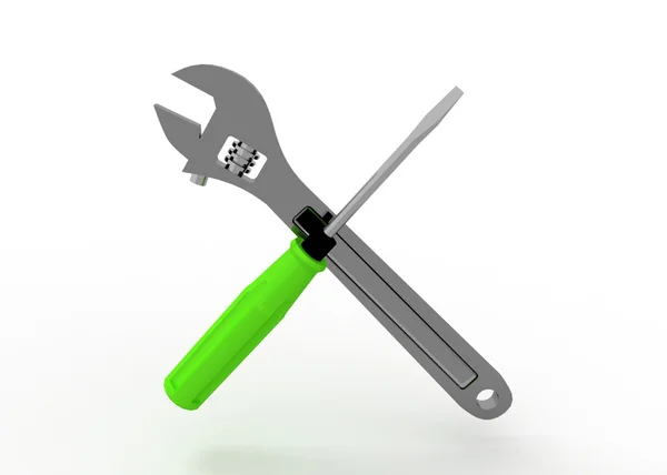 3d wrench and screwdriver — Stock Photo, Image