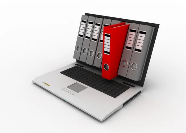 Laptop and files — Stock Photo, Image