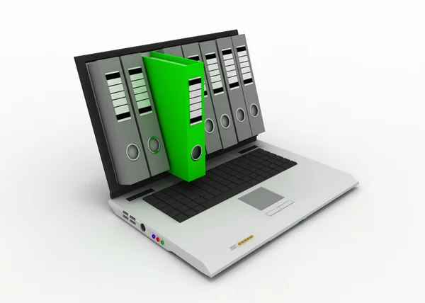 Laptop y archivos — Foto de Stock