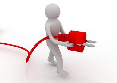 Elektrik fişi ile 3D adam