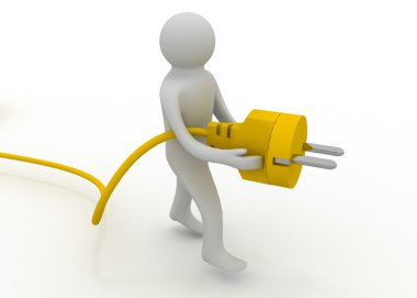 Elektrik fişi ile 3D adam