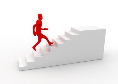 merdivenlerde zafere koşan 3d adam