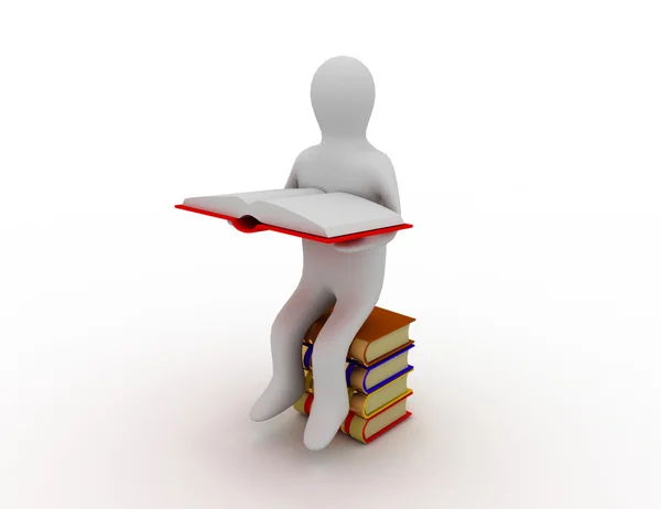 3d hombre leer libro —  Fotos de Stock