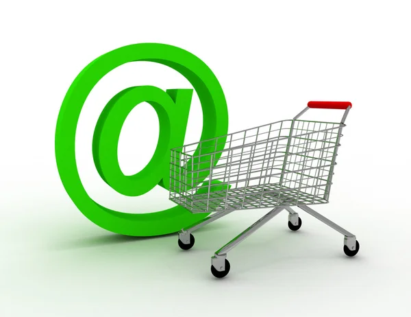 Carro de compras con e-mail — Foto de Stock