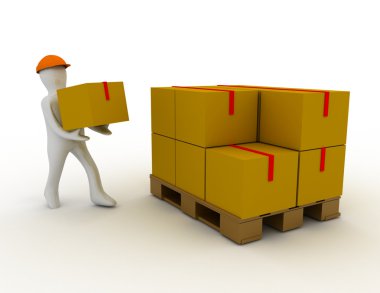 3D insan ve kargo kutuları