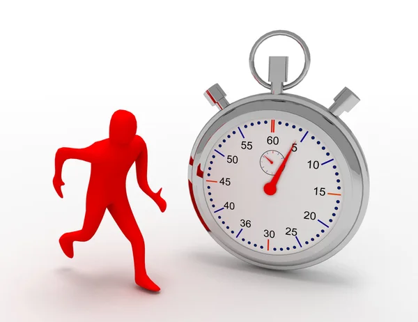 3d man running with stopwatch — Stock Photo, Image