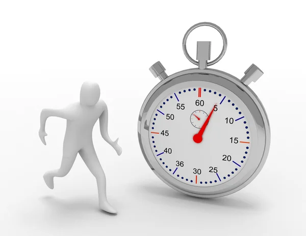 3d man running with stopwatch — Stock Photo, Image