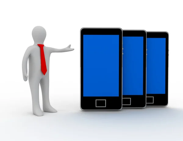 3d man presentation smartphone — Stock Photo, Image