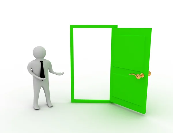 3d man and open door — Stock Photo, Image