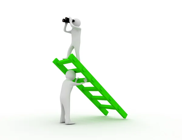 3d man on staircase — Stock Photo, Image