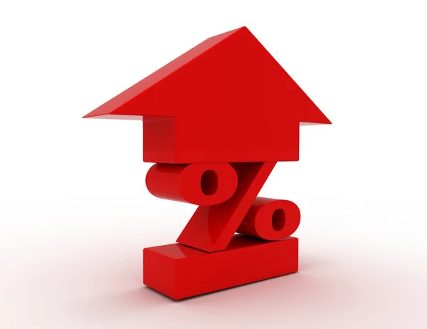 Percent symbol with growing up arrow — Stock Photo, Image