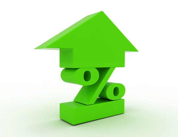 Percent symbol with growing up arrow — Stock Photo, Image