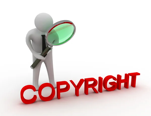 De persoon onderzoekt copyright-teken — Stockfoto