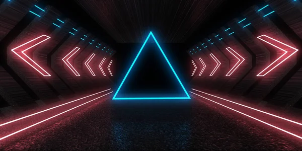 Abstracte Achtergrond Met Neonverlichting Neon Tunnel Space Constructie Illustratie — Stockfoto