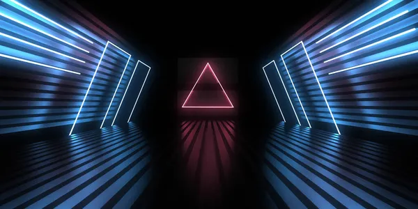 Abstracte Achtergrond Met Neonverlichting Neon Tunnel Space Constructie Illustratie — Stockfoto