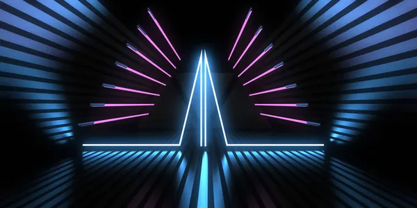 Abstracte Achtergrond Met Neonverlichting Neon Tunnel Space Constructie Illustratie — Stockfoto