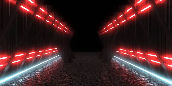 Abstrakcyjne Tło Neonami Neonowy Tunel Budowa Przestrzeni Ilustracja — Zdjęcie stockowe