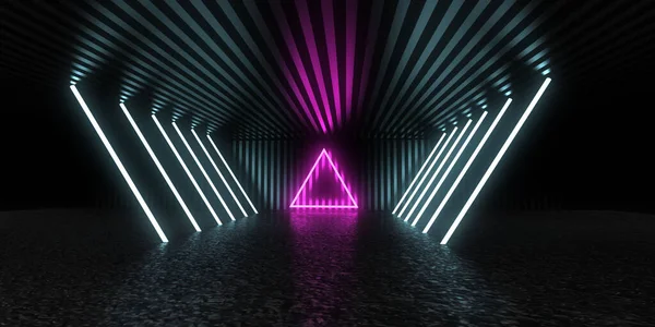 Abstrakter Hintergrund Mit Neonlicht Neon Tunnel Space Bau Abbildung — Stockfoto