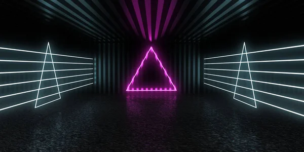 Abstracte Achtergrond Met Neonverlichting Neon Tunnel Space Constructie Illustratie — Stockfoto