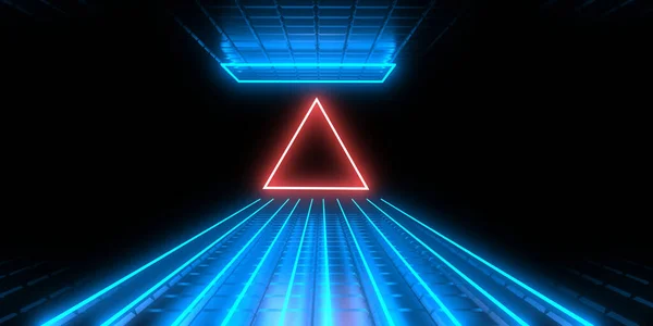 Abstracte Achtergrond Met Neonverlichting Neon Tunnel Space Constructie Illustratie — Stockfoto