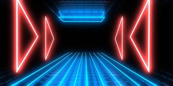 Abstracte Achtergrond Met Neonverlichting Neon Tunnel Space Constructie Illustratie — Stockfoto