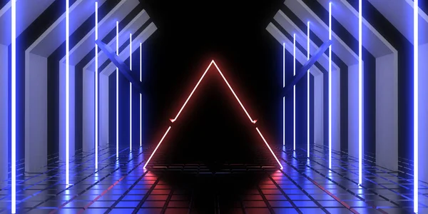 Abstrakter Hintergrund Mit Neonlicht Neon Tunnel Space Bau Abbildung — Stockfoto