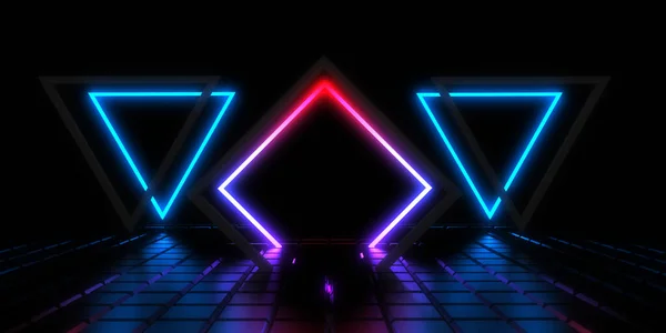 Abstracte Achtergrond Met Neonverlichting Neon Tunnel Space Constructie Illustratie — Stockfoto