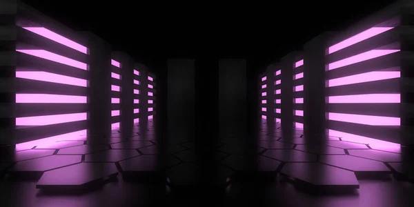 Abstraktní Pozadí Neonovými Světly Neonový Tunel Space Konstrukce Obrázek — Stock fotografie