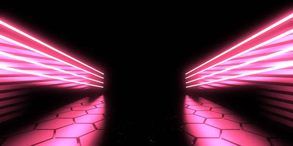 Abstract Background Neon Lights Neon Tunnel Space Construction Illustration Royalty Free Stock Images