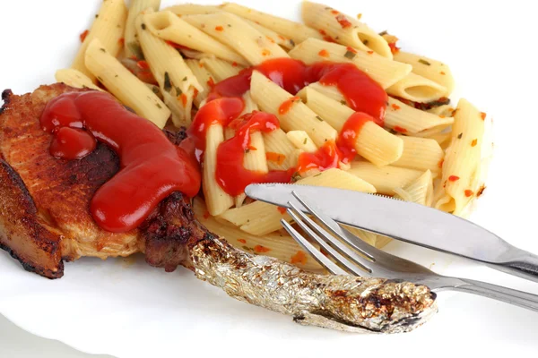 Macaroni and meat — Stock Photo, Image