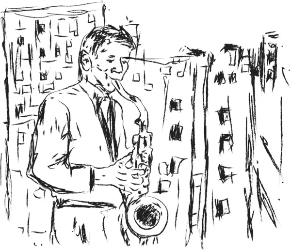 Saxofonista — Vetor de Stock