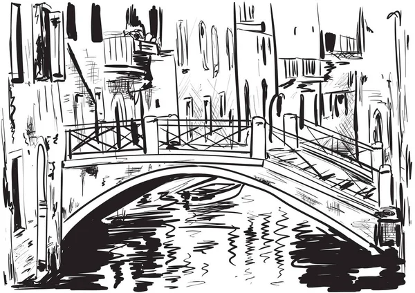 ヴェネツィアの川に架かる橋 — ストックベクタ