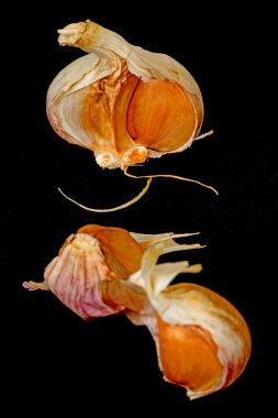 Sarımsak siyah arka planda izole edilmiş