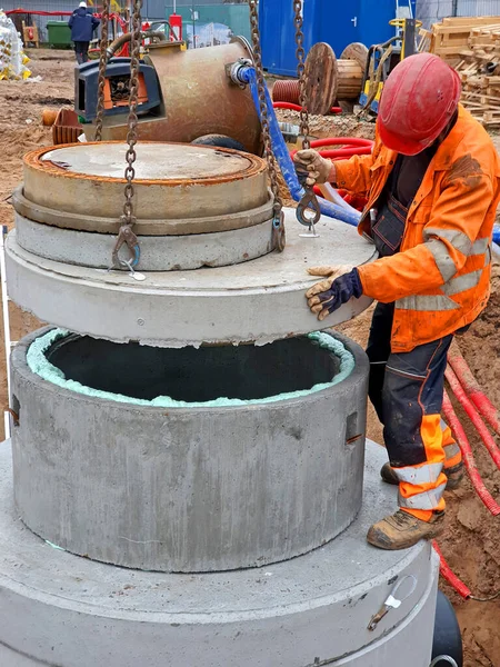 Tubulação Esgoto Canteiro Obras — Fotografia de Stock